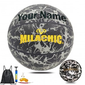 Customized Your Name/ Text/ Team Name Basketball, Personalized Holographic Reflective Basketball Indoor Outdoor Basketball Official Size 7/29.5 Milachic®